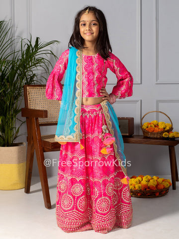 Magenta Bandhani Lehenga SetLEHENGAFREE SPARROW