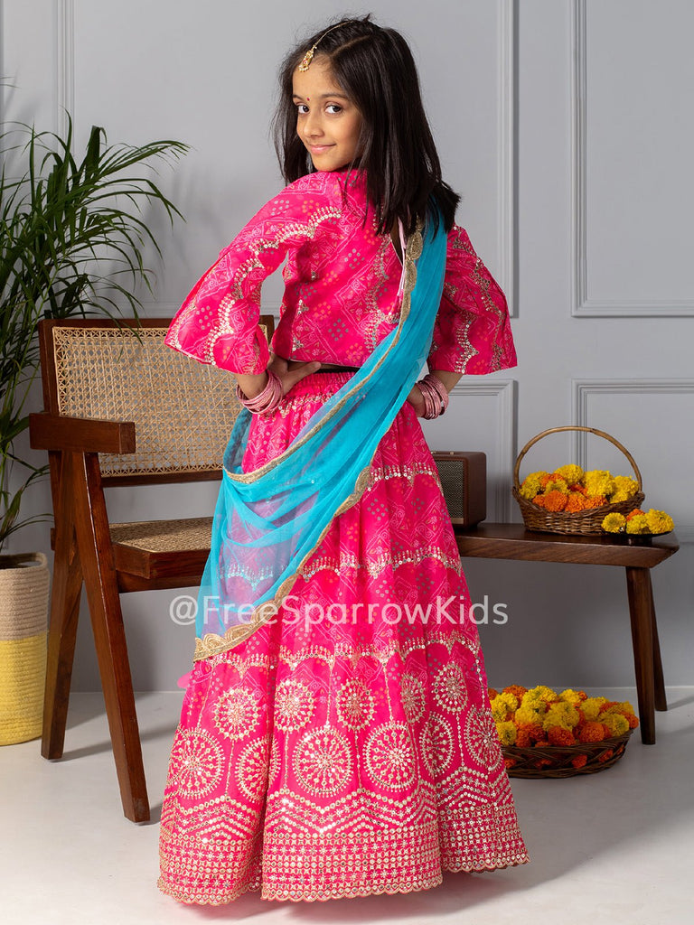 Magenta Bandhani Lehenga SetLEHENGAFREE SPARROW