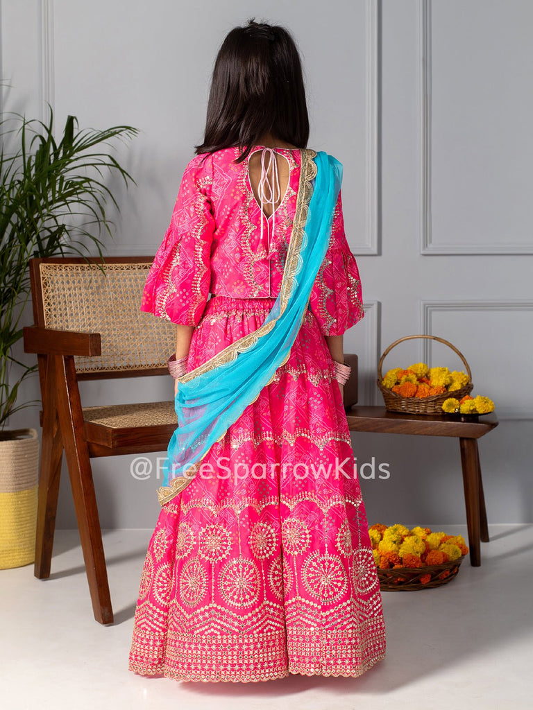 Magenta Bandhani Lehenga SetLEHENGAFREE SPARROW