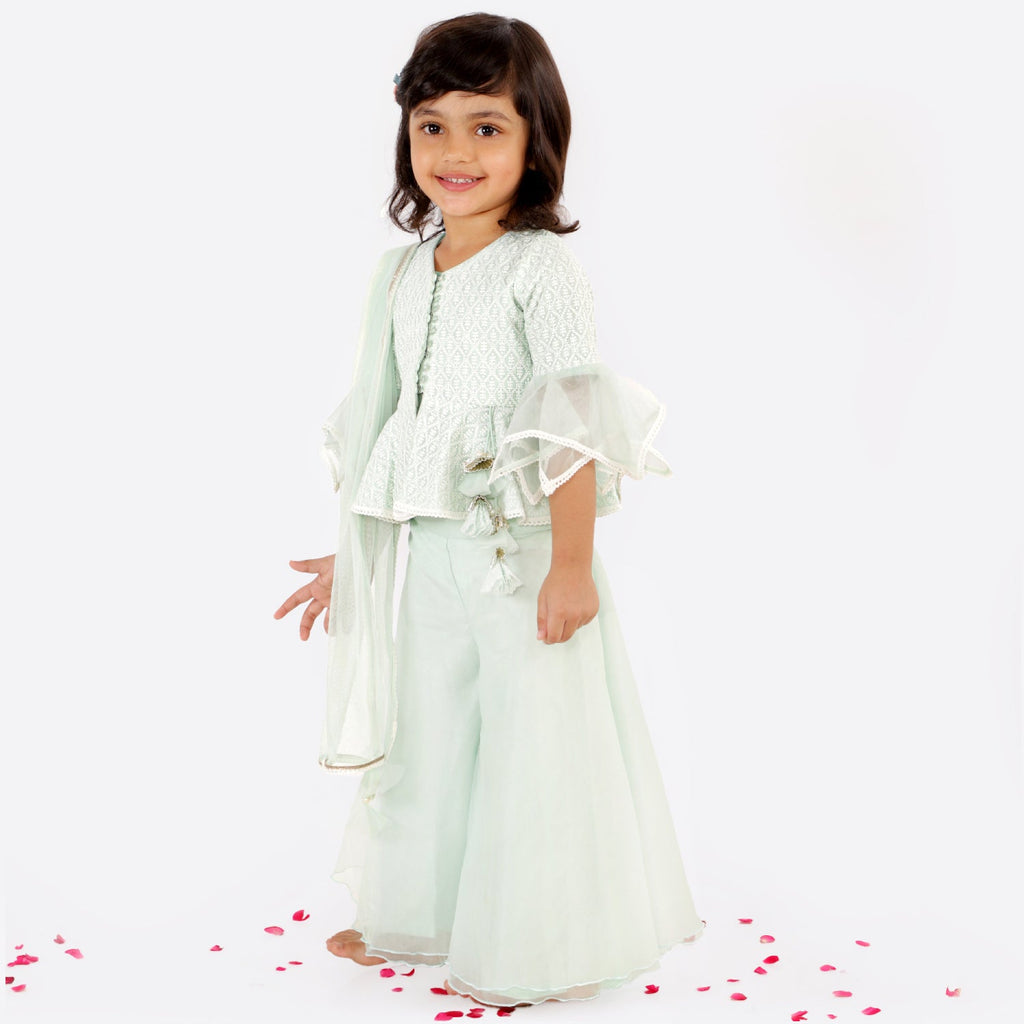 Mint Rose Peplum Sharara SetSHARARAFREE SPARROW