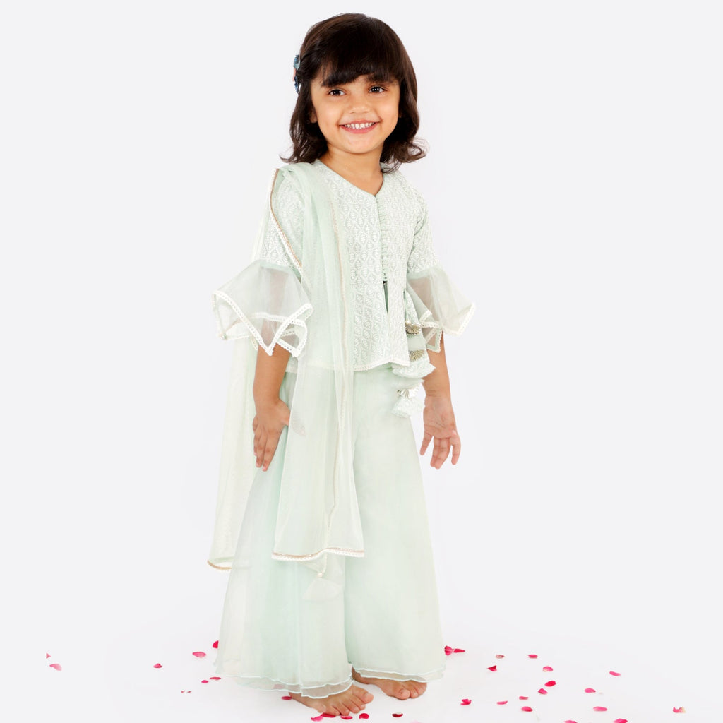 Mint Rose Peplum Sharara SetSHARARAFREE SPARROW