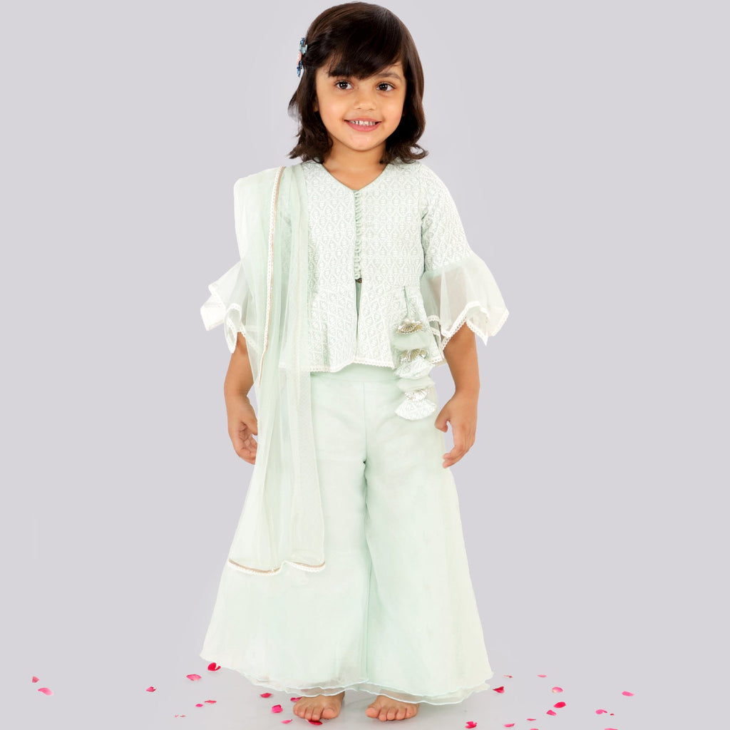 Mint Rose Peplum Sharara SetSHARARAFREE SPARROW