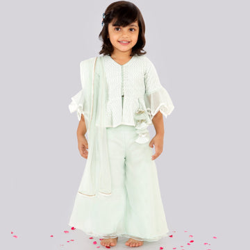 Mint Rose Peplum Sharara SetSHARARAFREE SPARROW