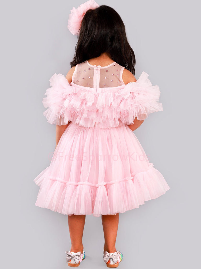 Misty Pink Dress With Hair ClipDressFREE SPARROW