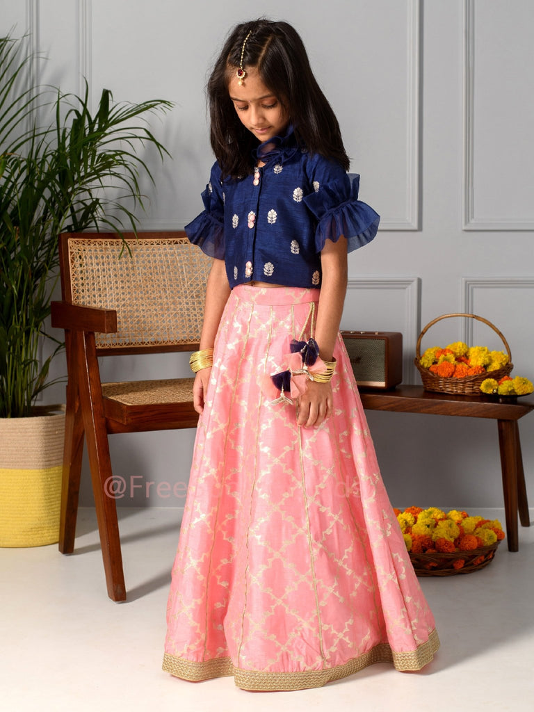 Navy Peach Lehenga SetLEHENGAFREE SPARROW