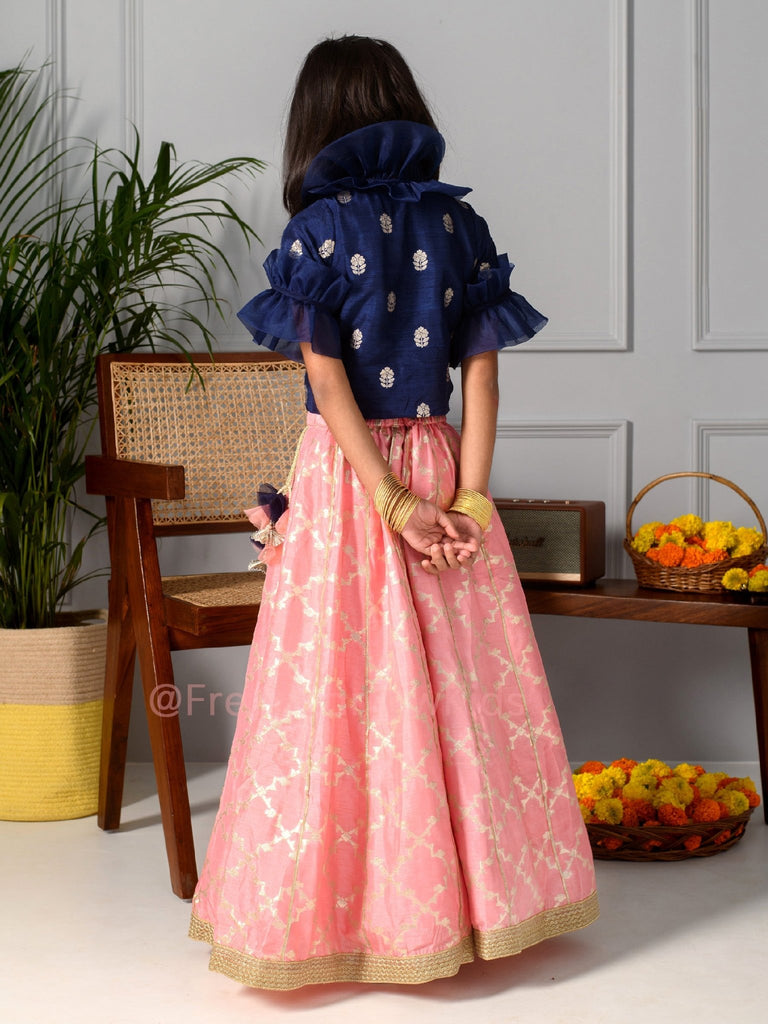 Navy Peach Lehenga SetLEHENGAFREE SPARROW