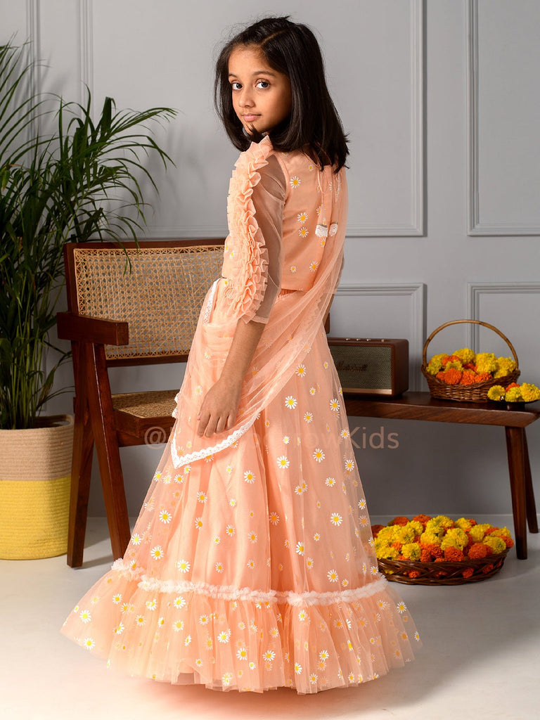 Peach Daisy Lehenga SetLEHENGAFREE SPARROW