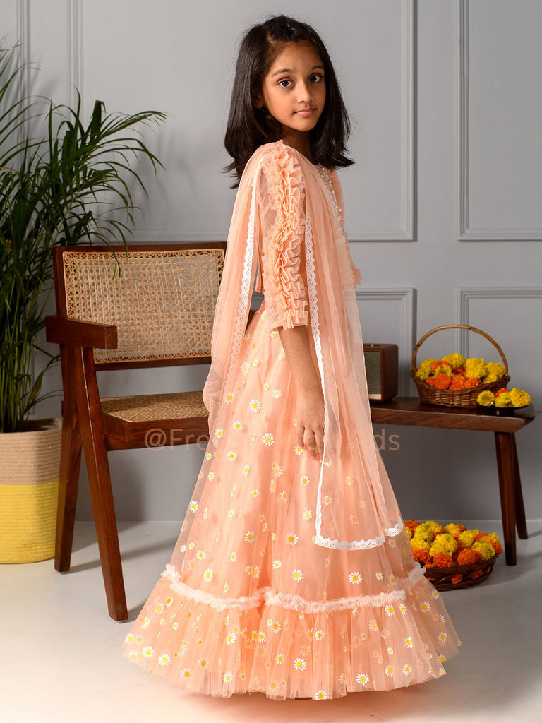 Peach Daisy Lehenga SetLEHENGAFREE SPARROW
