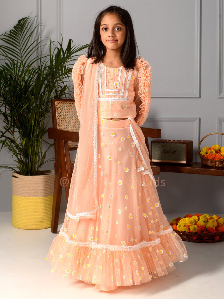 Peach Daisy Lehenga SetLEHENGAFREE SPARROW