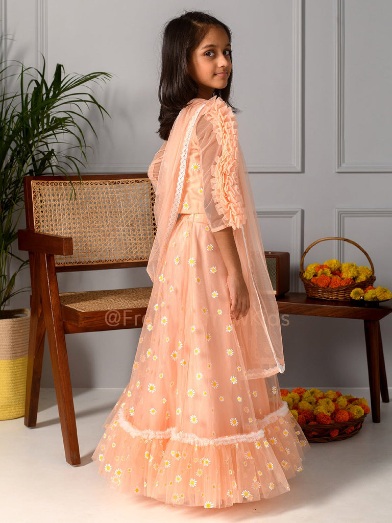 Peach Daisy Lehenga SetLEHENGAFREE SPARROW