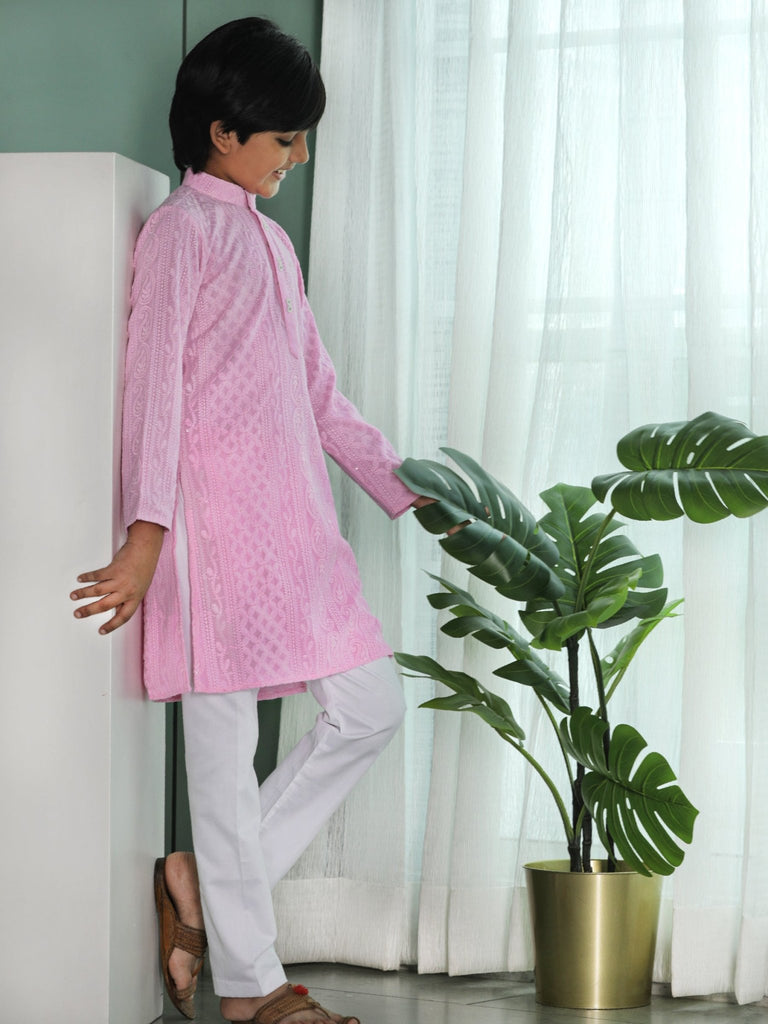Pink Lucknowi Kurta SetKURTA SETFREE SPARROW
