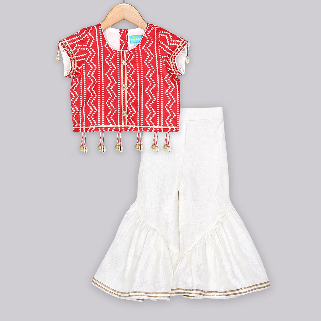 Red Bandhej Sharara SetSharara setFREE SPARROW