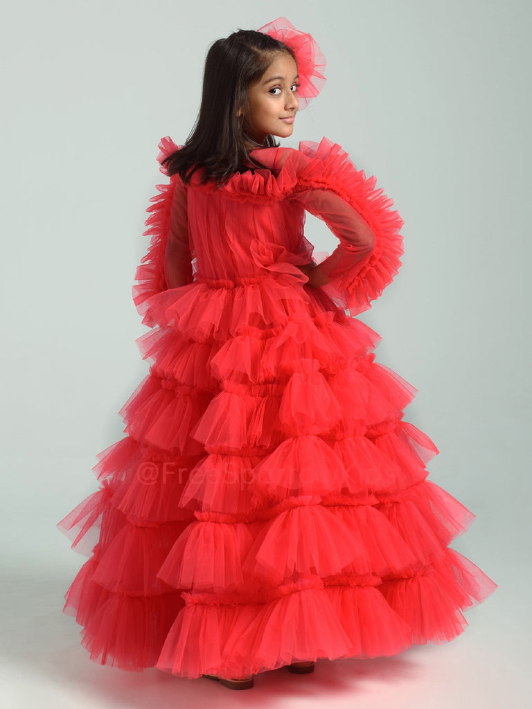 Red Fiesta Gown With Hair ClipGOWNFREE SPARROW