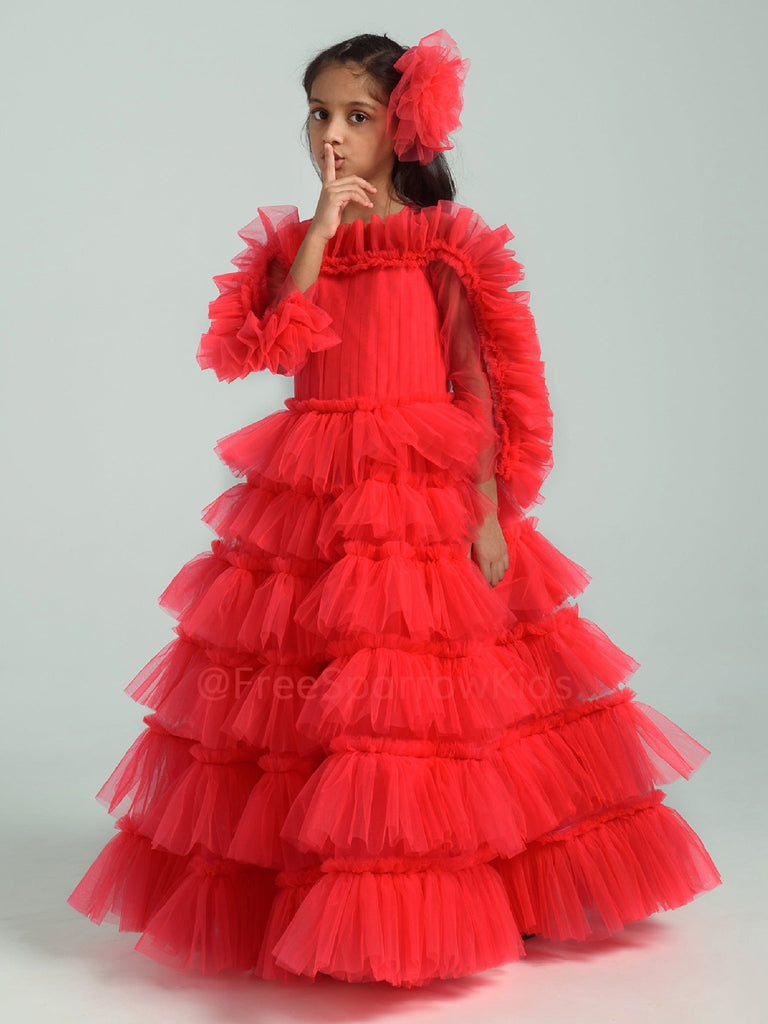 Red Fiesta Gown With Hair ClipGOWNFREE SPARROW