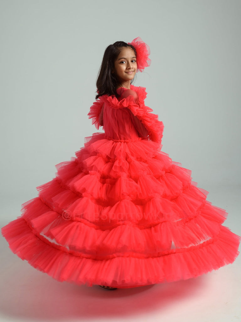 Red Fiesta Gown With Hair ClipGOWNFREE SPARROW
