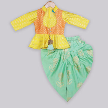 Sunny Glow Peplum Top Dhoti SetDhoti setFREE SPARROW