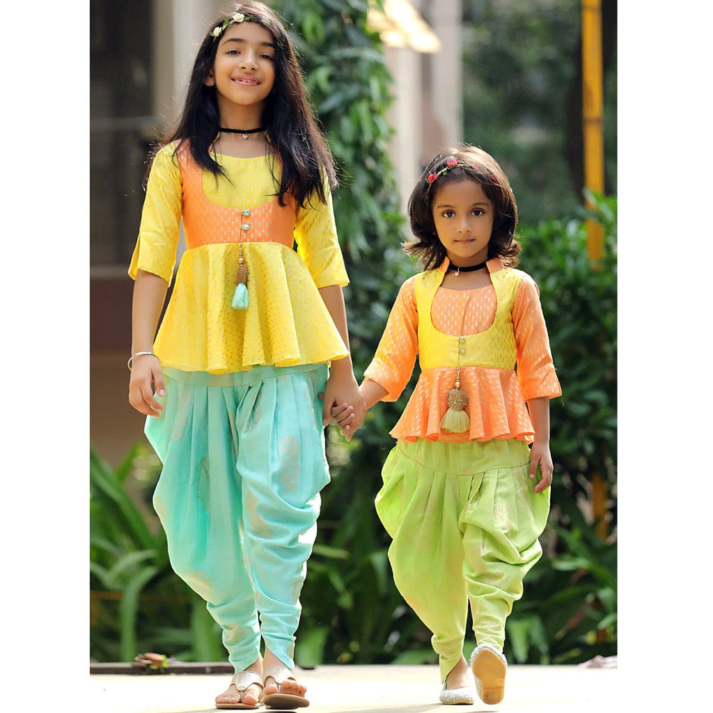 Sunny Glow Peplum Top Dhoti SetDhoti setFREE SPARROW