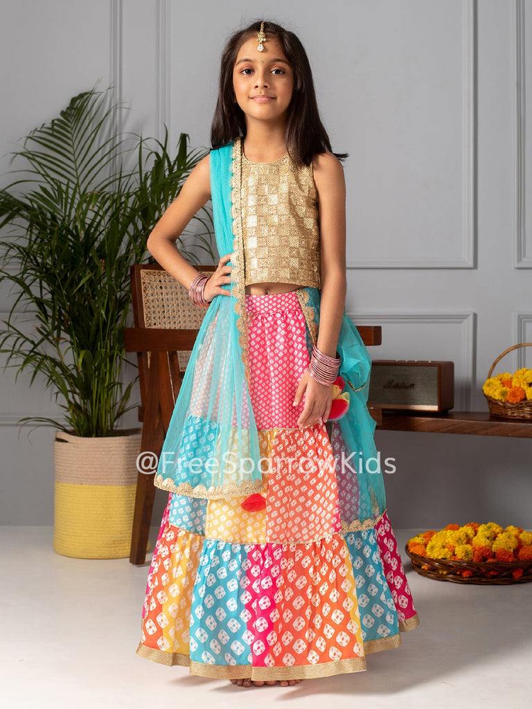 Tiered Bandhani Lehenga SetLEHENGAFREE SPARROW