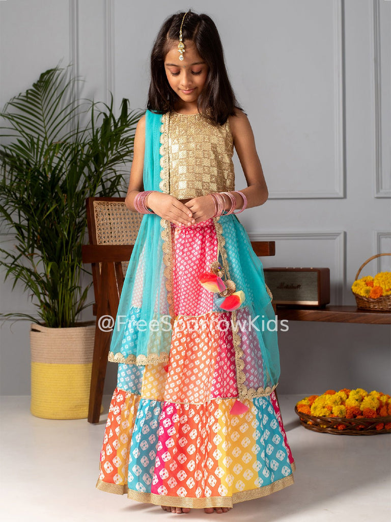 Tiered Bandhani Lehenga SetLEHENGAFREE SPARROW