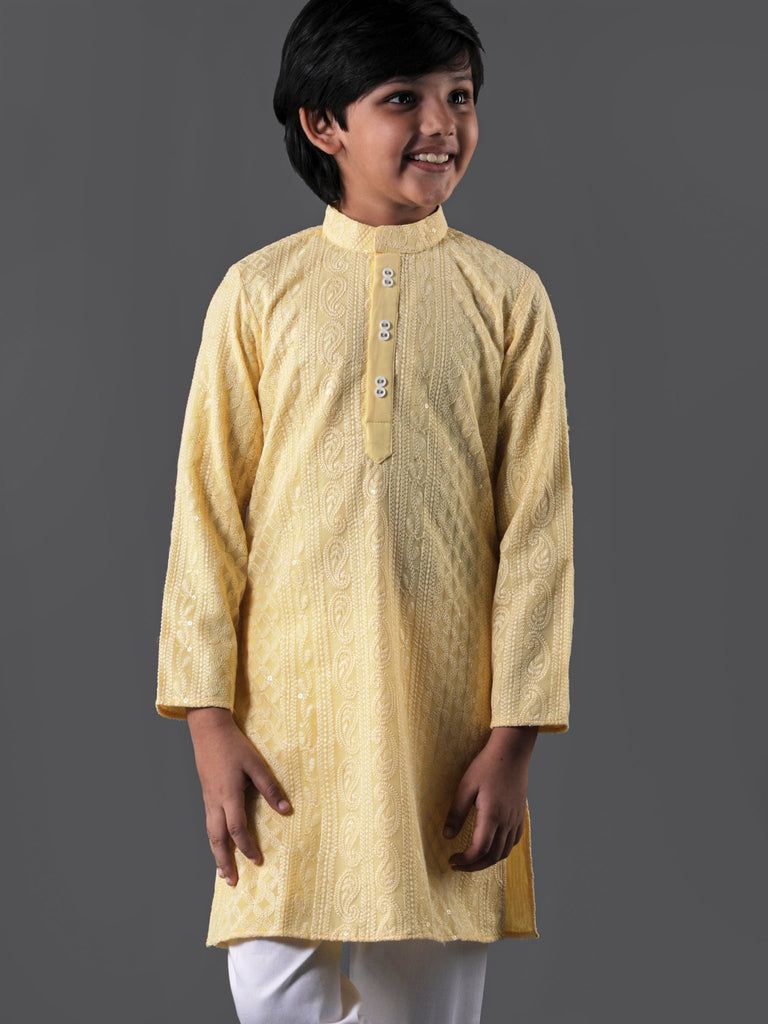 Yellow Lucknowi Kurta SetKURTA SETFREE SPARROW